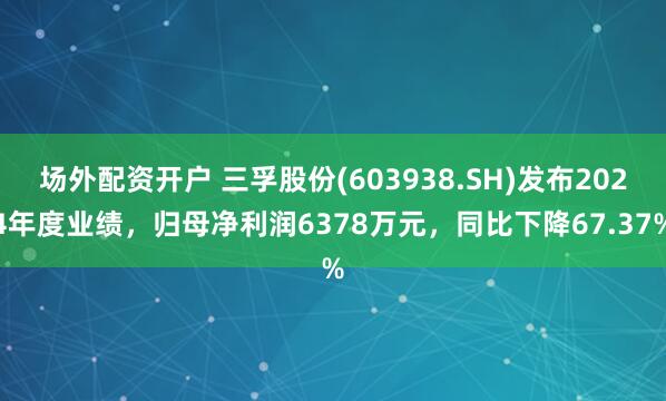 场外配资开户 三孚股份(603938.SH)发布2024年度业绩，归母净利润6378万元，同比下降67.37%