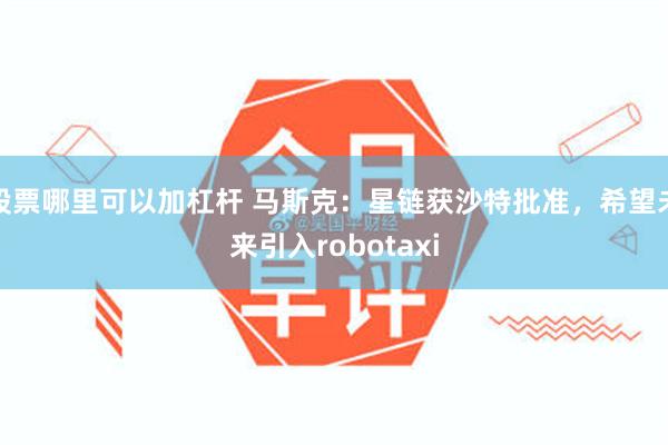 股票哪里可以加杠杆 马斯克：星链获沙特批准，希望未来引入robotaxi