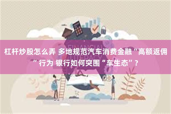 杠杆炒股怎么弄 多地规范汽车消费金融“高额返佣”行为 银行如何突围“车生态”？